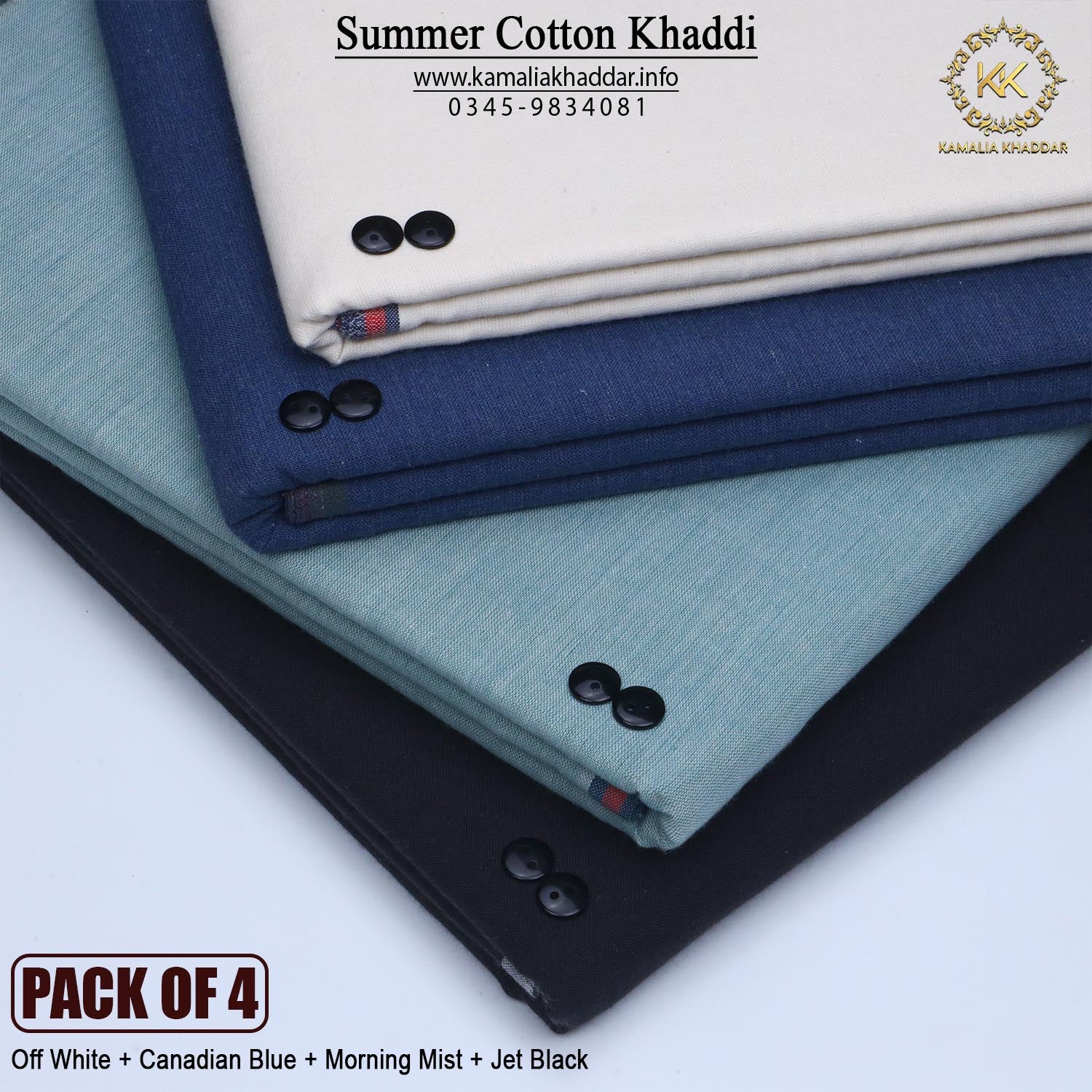 PACK OF 4 (Offwhite+Canadian Blue+Morning Mist+Jet Black)