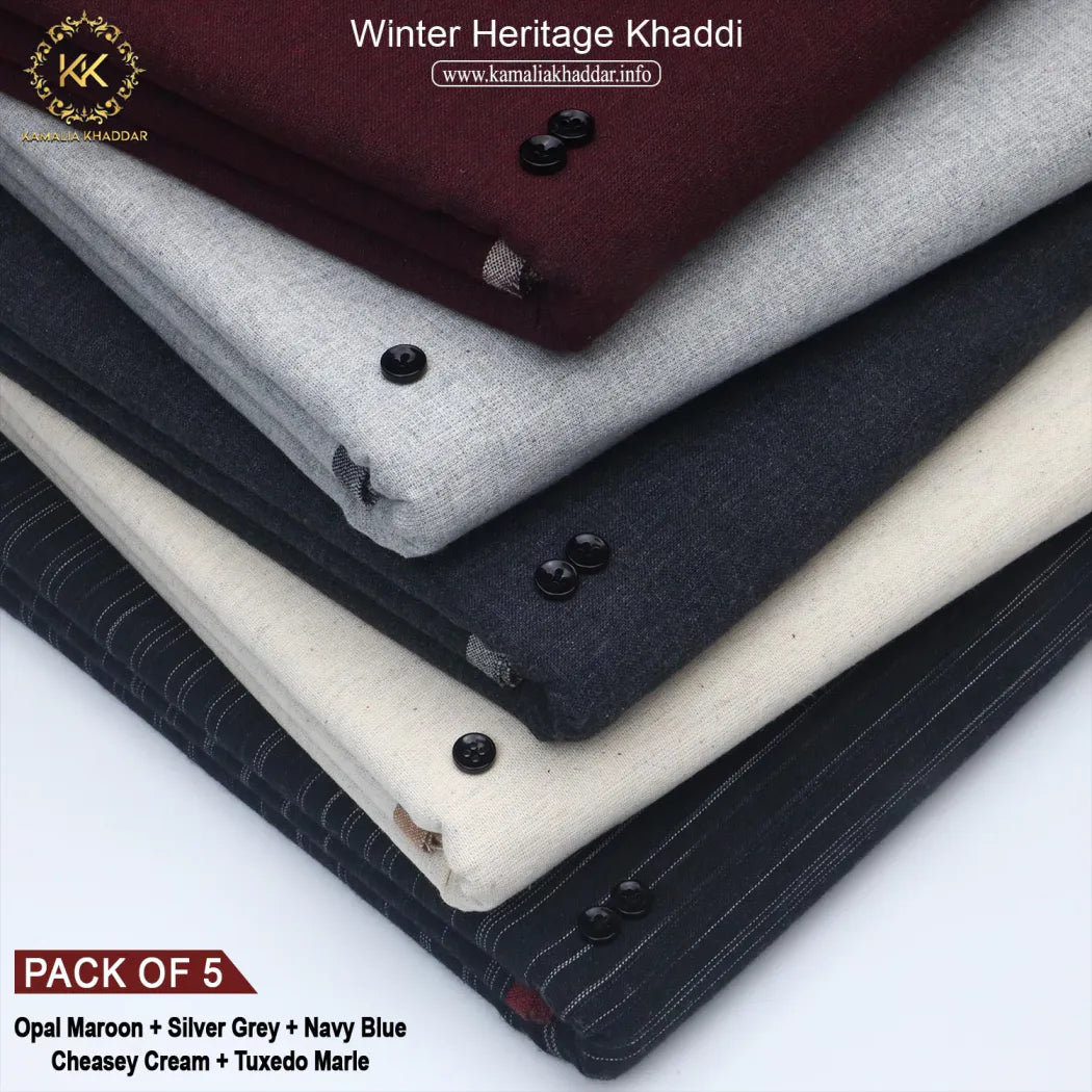 PACK OF 5 (OPAL MAROON + SILVER GREY + NAVY BLUE + CHEESY CREAM + TUXEDO MARLE)