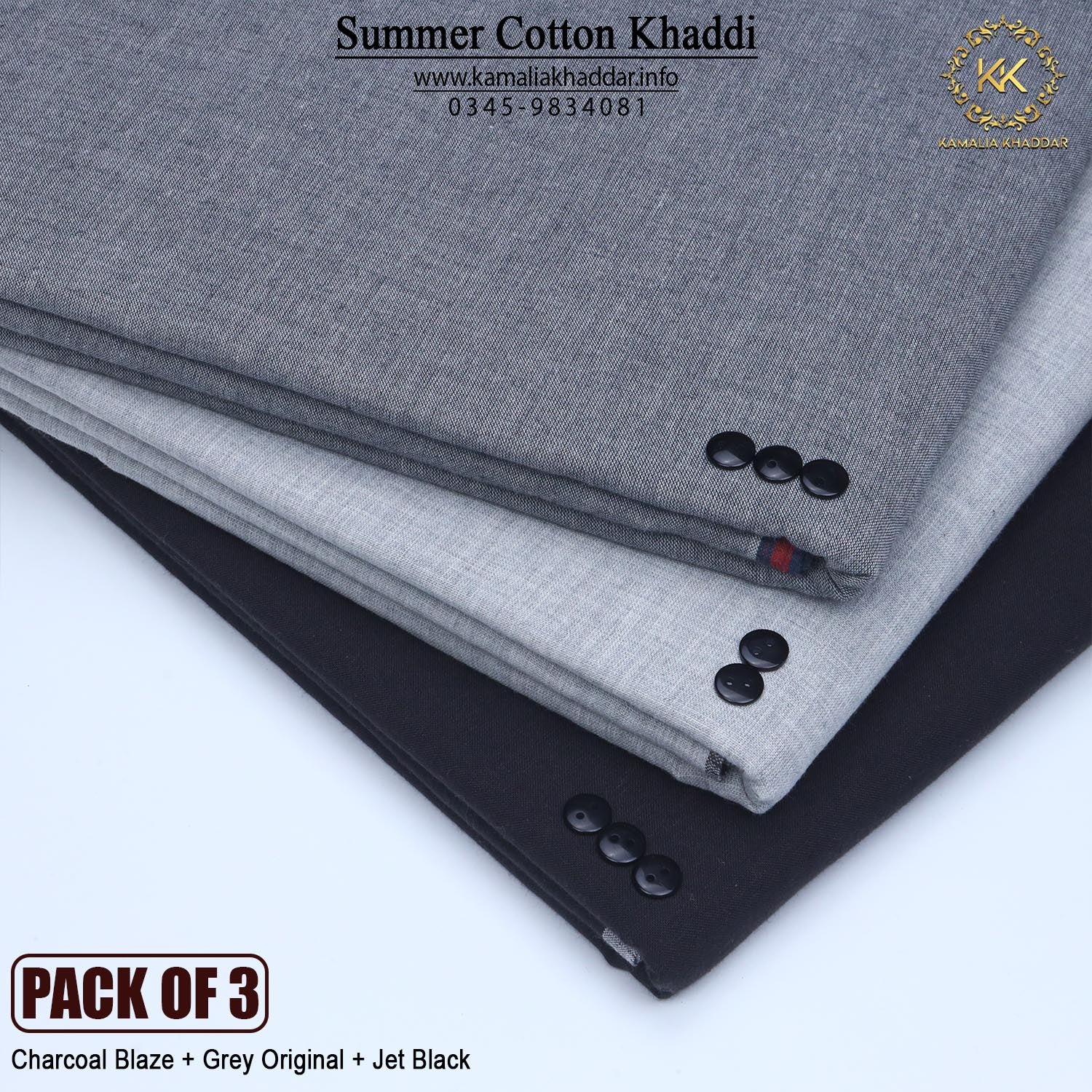 PACK OF 3 (Charcoal Blaze+Grey Original+Jet Black)