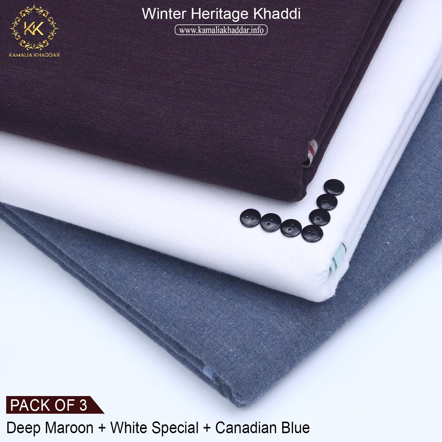 PACK OF 3 (WHITE SPECIAL+DEEP MAROONE+CANADIAN BLUE)