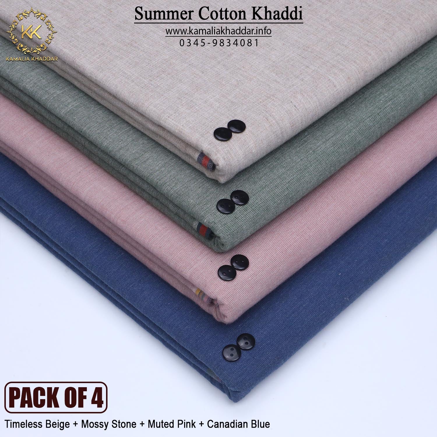 PACK OF 4 (Timeless Beige+Mossy Stone+Muted Pink+Canadian Blue)