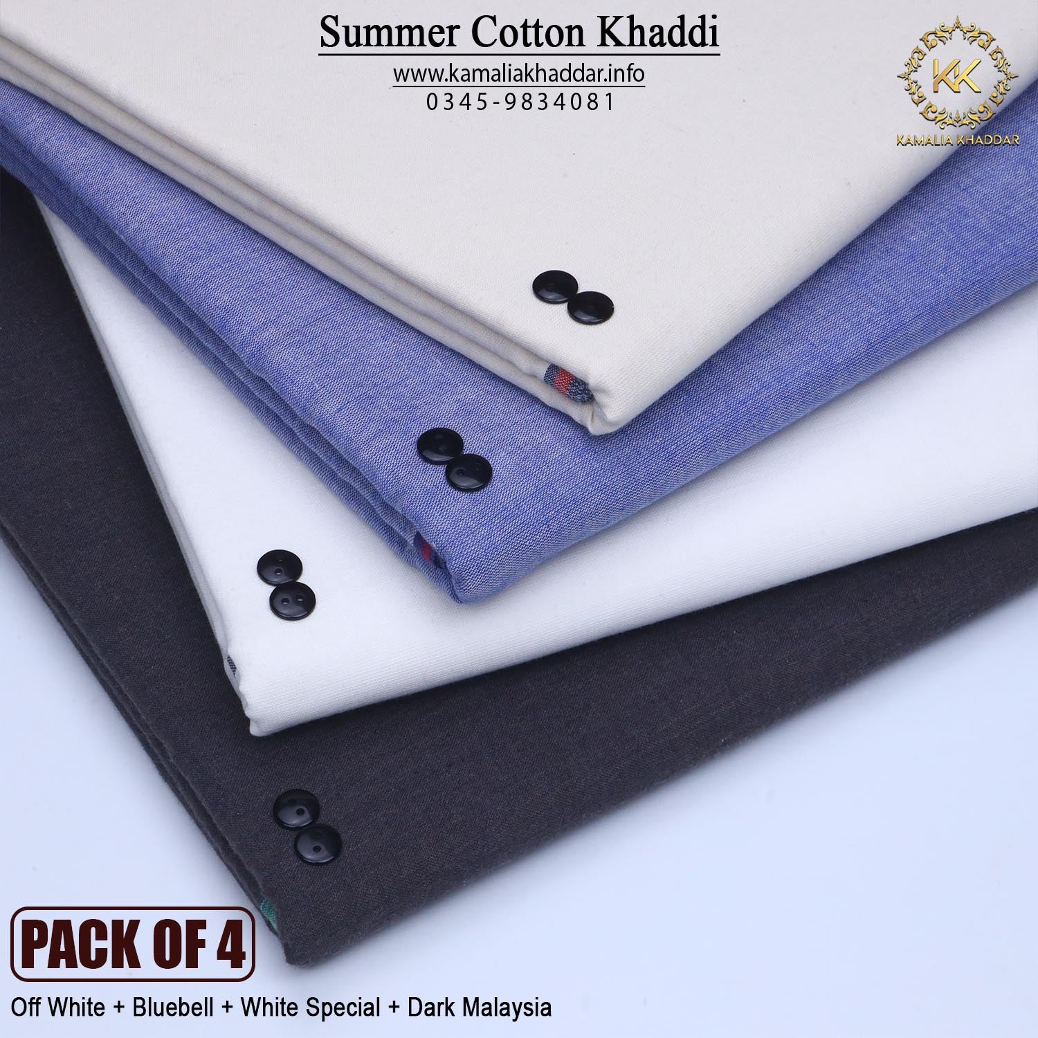 PACK OF 4 (Offwhite+Bluebell+White Special+Dark Malaysia)