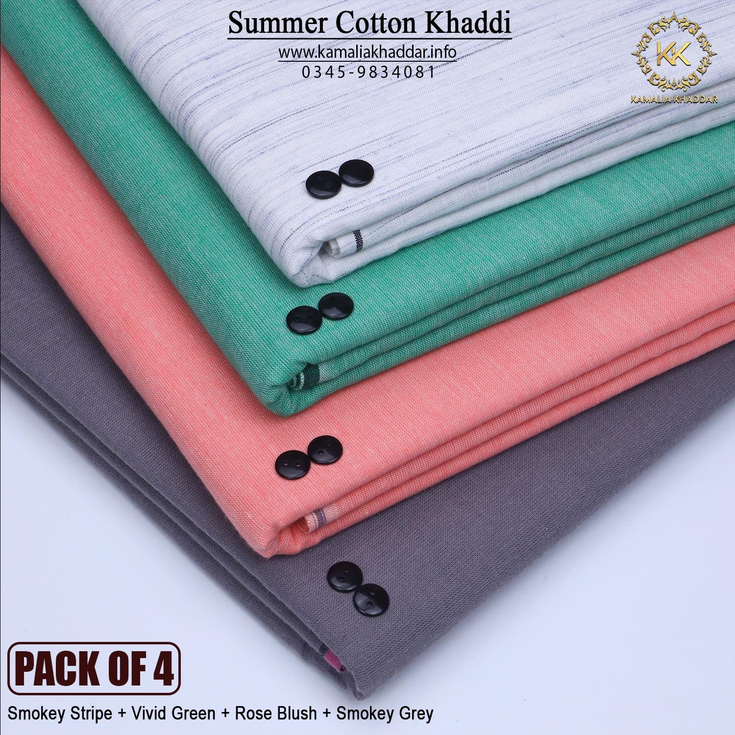 PACK OF 4 (Smokey Stripe+Vivid Green+Rose Blush+Smokey Grey)