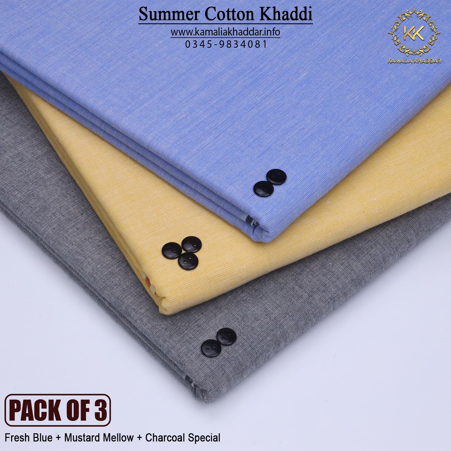 PACK OF 3 (Fresh Blue+Mustard Mellow+Charcoal Special)