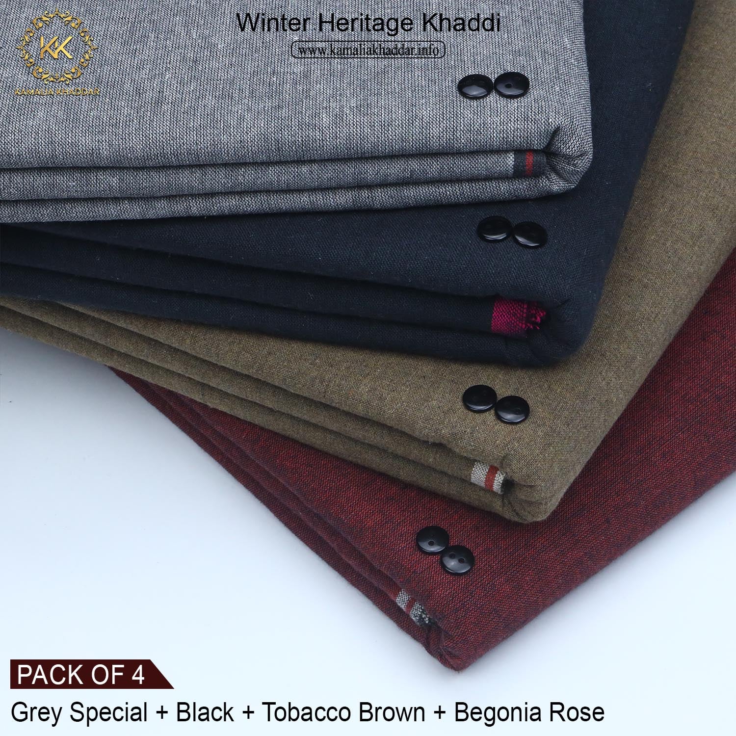 PACK OF 4 (GREY SPECIAL+JET BLACK+TOBACCO BROWN+BEGONIA ROSE )