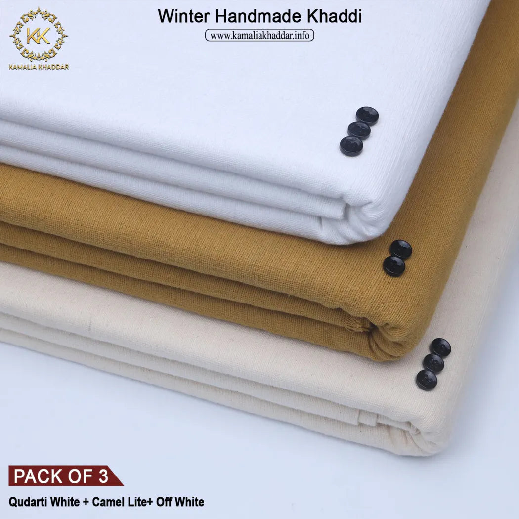 PACK OF 3 (QUDRATI WHITE + CAMEL LITE + OFF WHITE)