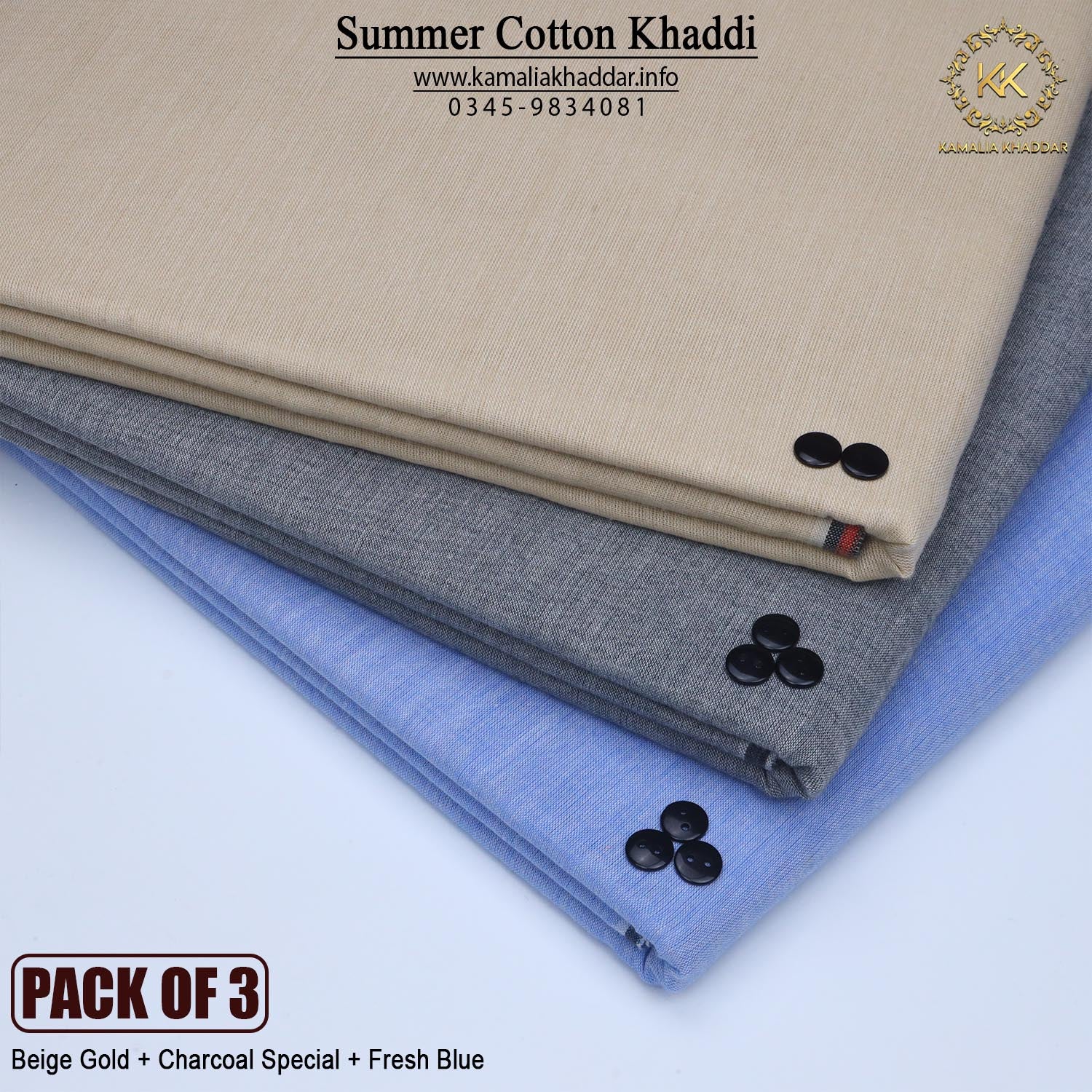 PACK OF 3 (Beige God+Charcoal Special+Fresh Blue)