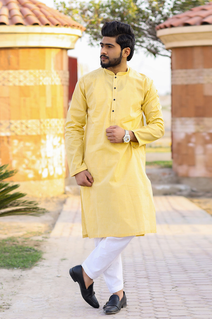 Cadmium Yellow Khaddar Kurta-SK28