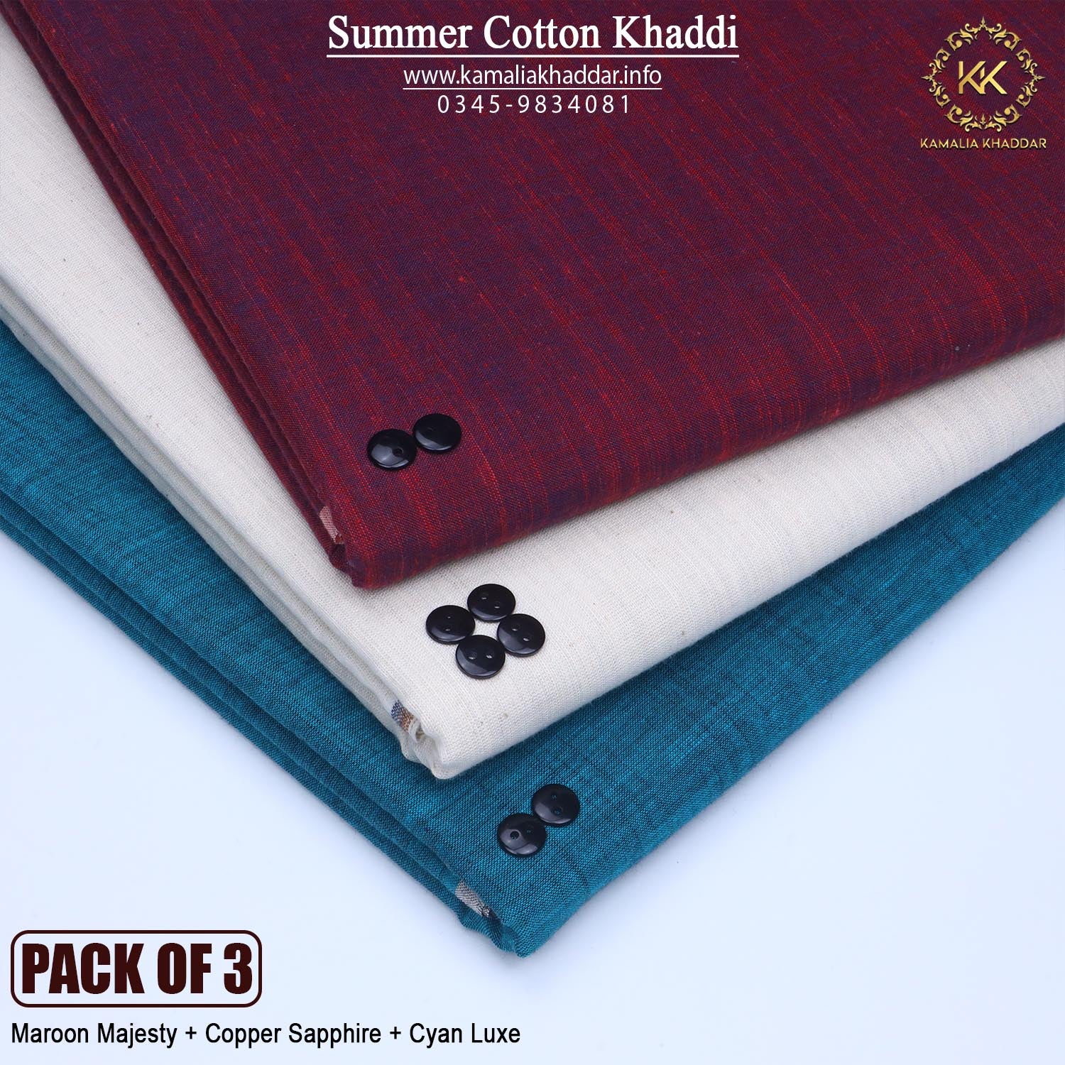 PACK OF 3 (Maroon Majesty+Copper Sapphire+Cyan Luxe)