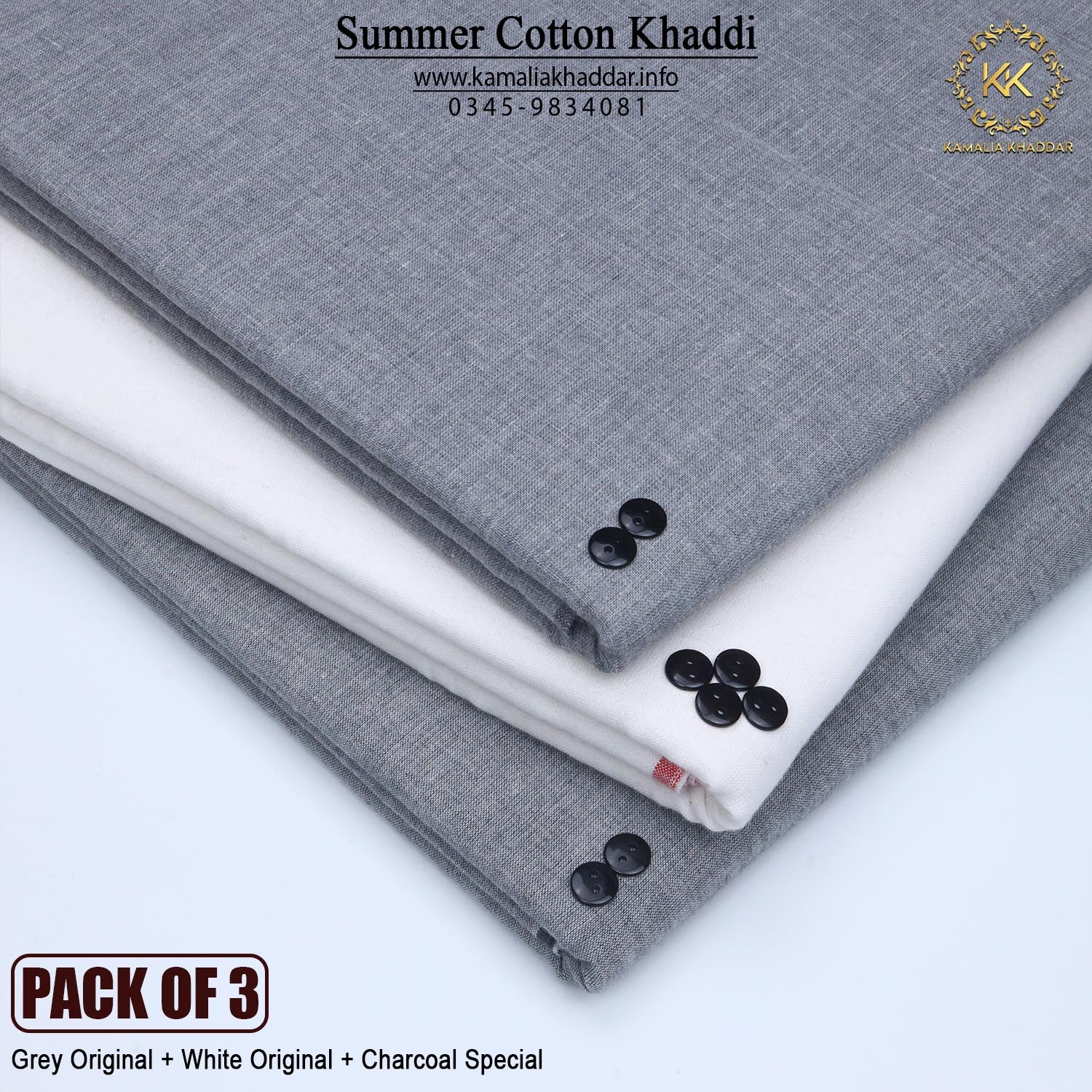 PACK OF 3 (Grey Original+White Original+Charcoal Special)