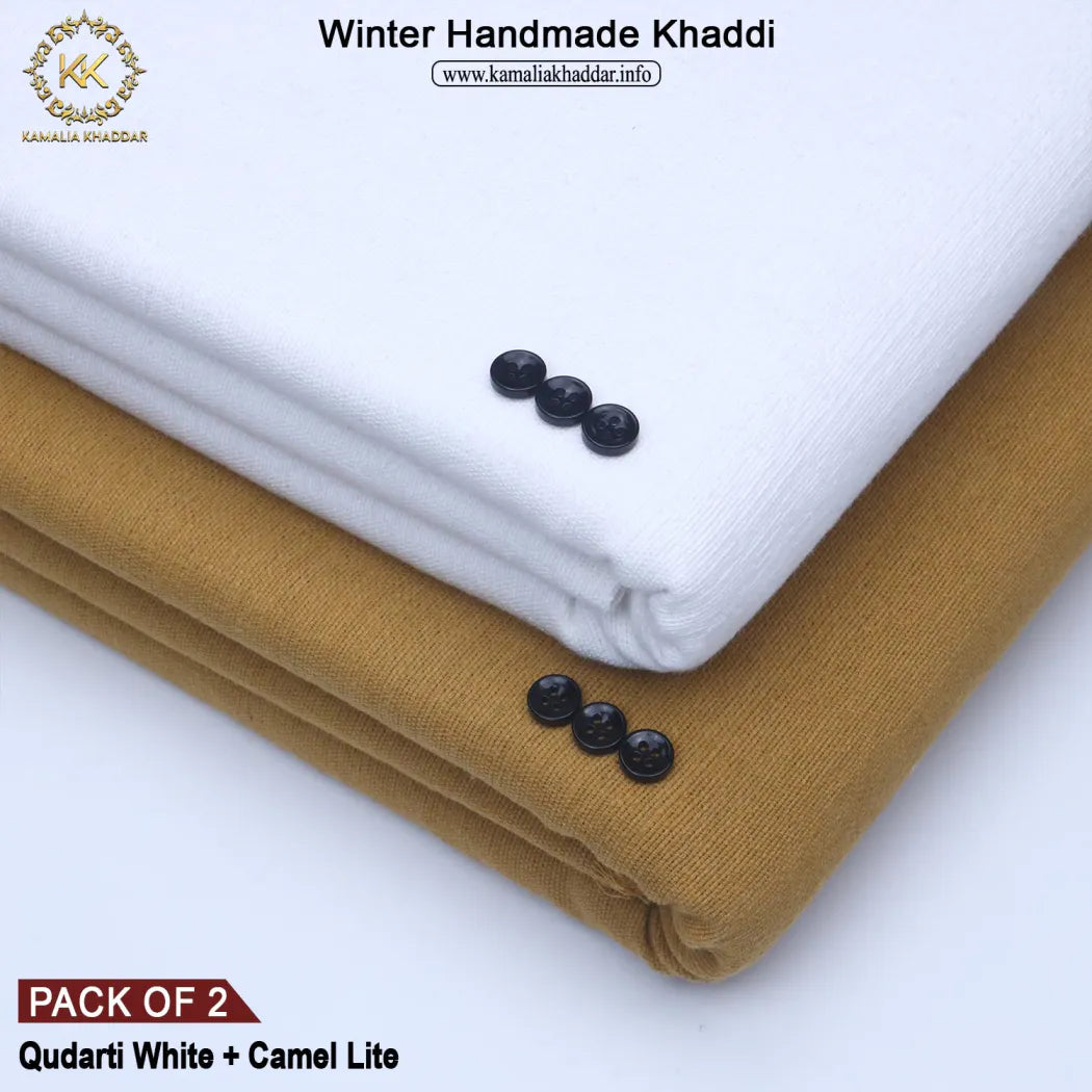 PACK OF 2 HANDMADE (QUDRATI WHITE + CAMEL LITE)