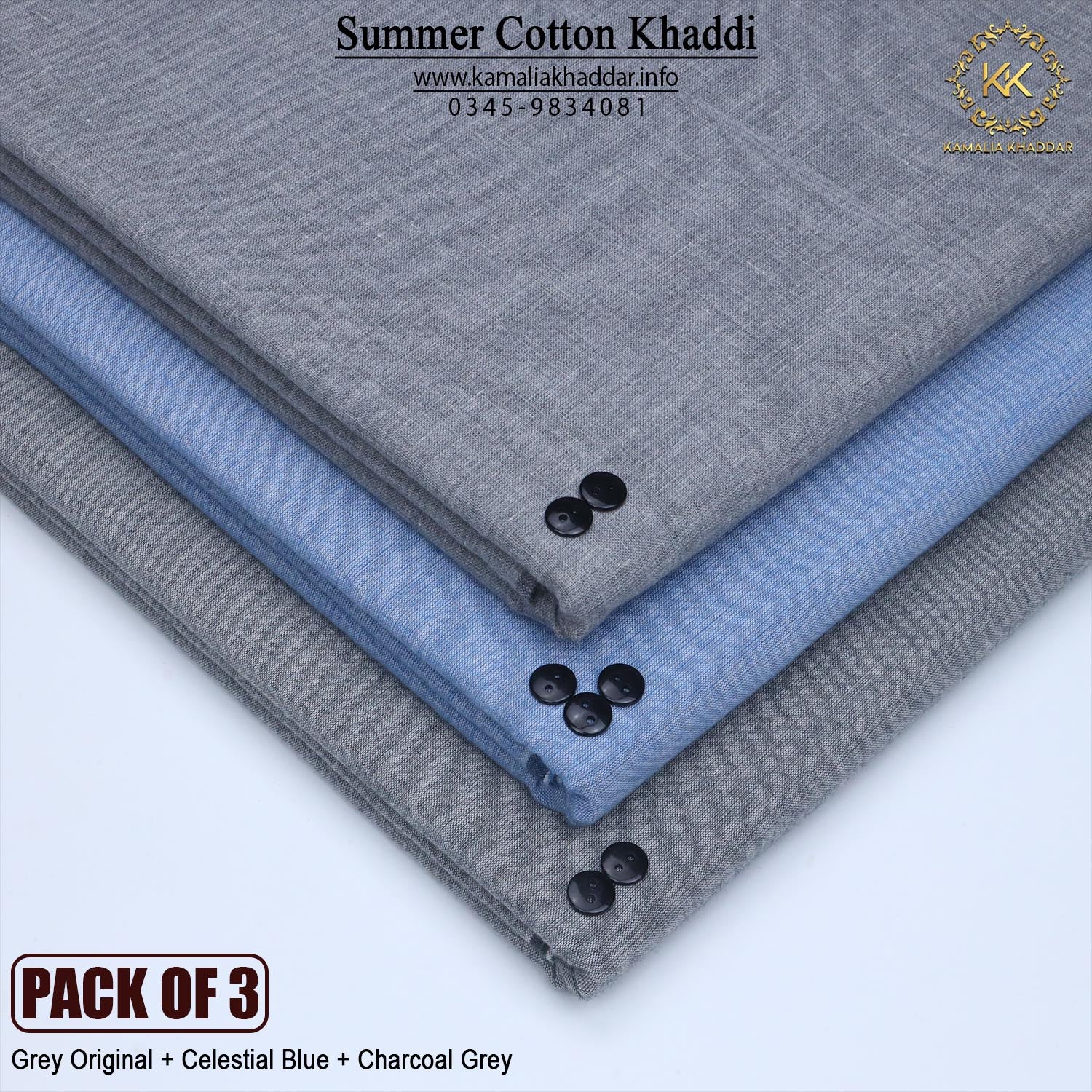 PACK OF 3 (Charcoal Special+Celestial Blue+Grey Original)