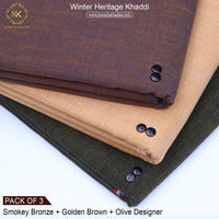 PACK OF 3 (SMOKEY BROZE+GOLDEN BROWN+OLIVE DESIGNER)