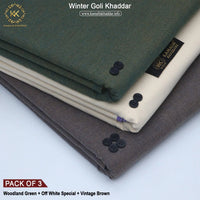 PACK OF 3 (WOODLAND GREEN+OFF WHITE SPECIAL+VINTAGE BROWN)