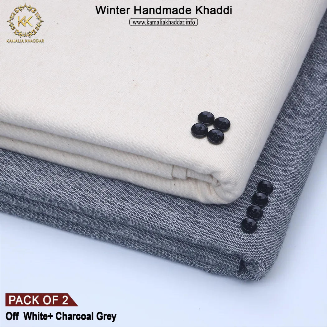 PACK OF 2 HANDMADE (OFF WHITE + CHARCOAL GREY)