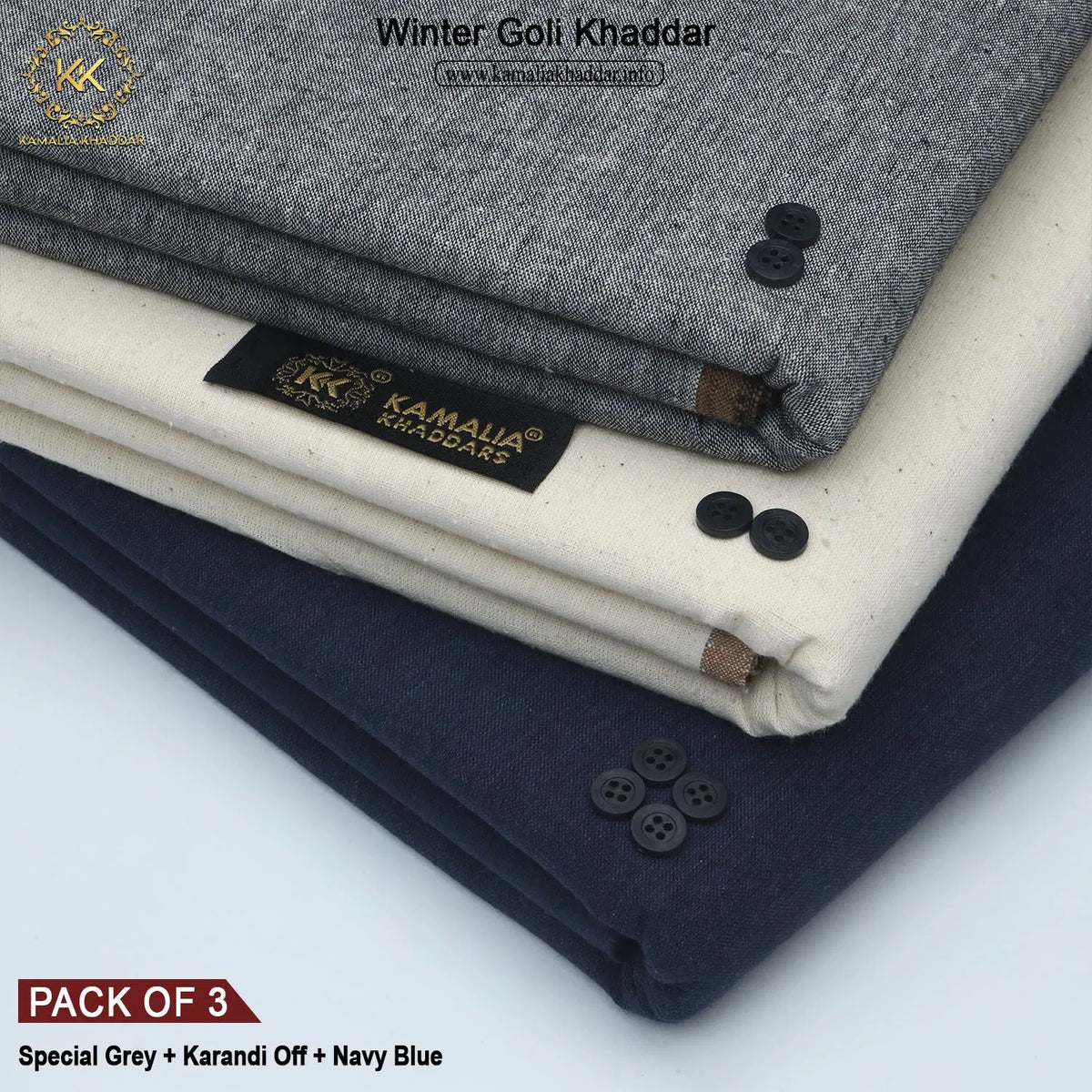 PACK OF 3 (SPECIAL GREY+KARANDI OFF+NAVY BLUE)