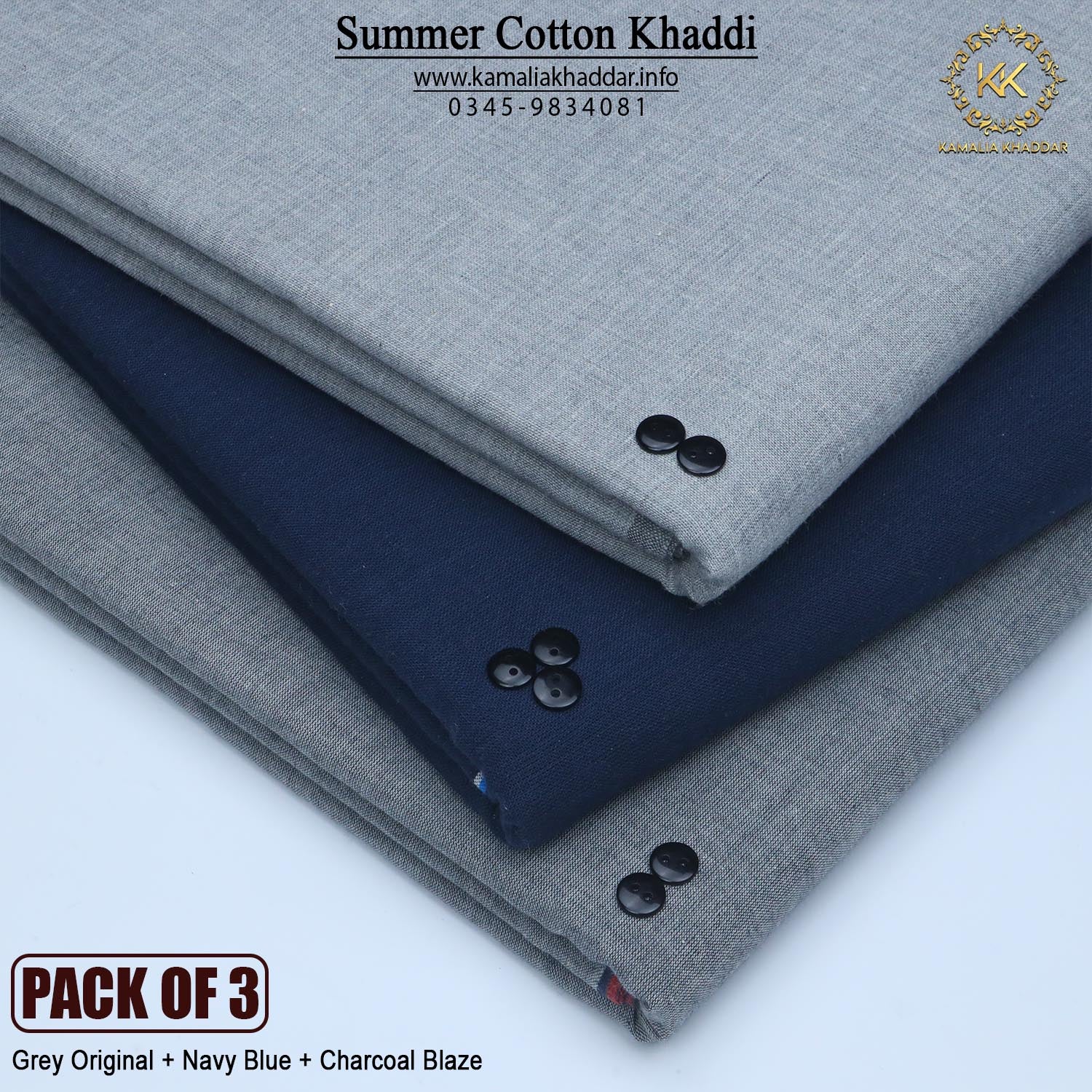 PACK OF 3 (Grey Original+Charcoal Blaze+Navy Blue)