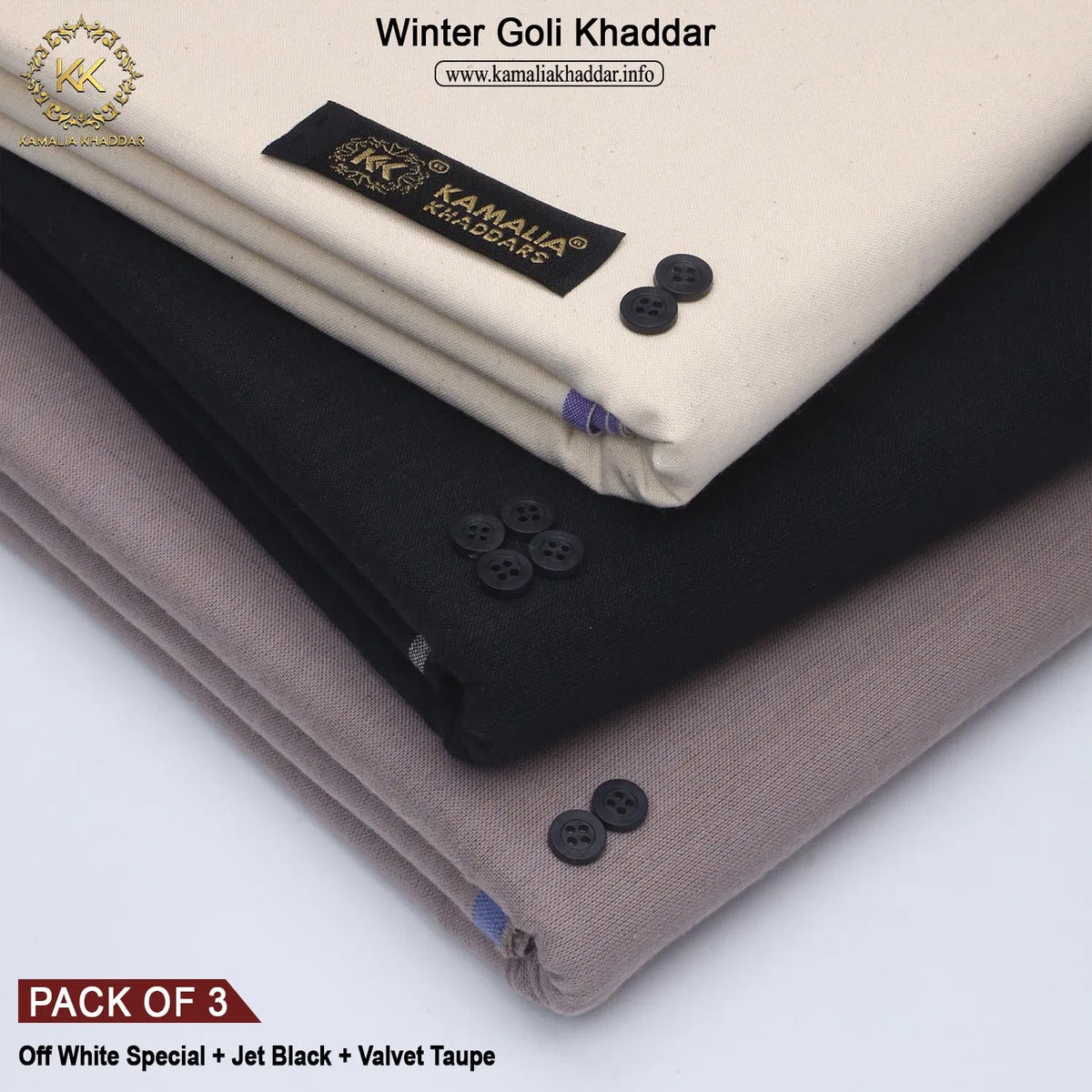 PACK OF 3 (OFF WHITE SPECIAL+JET BLACK+VALVET TAUPE)