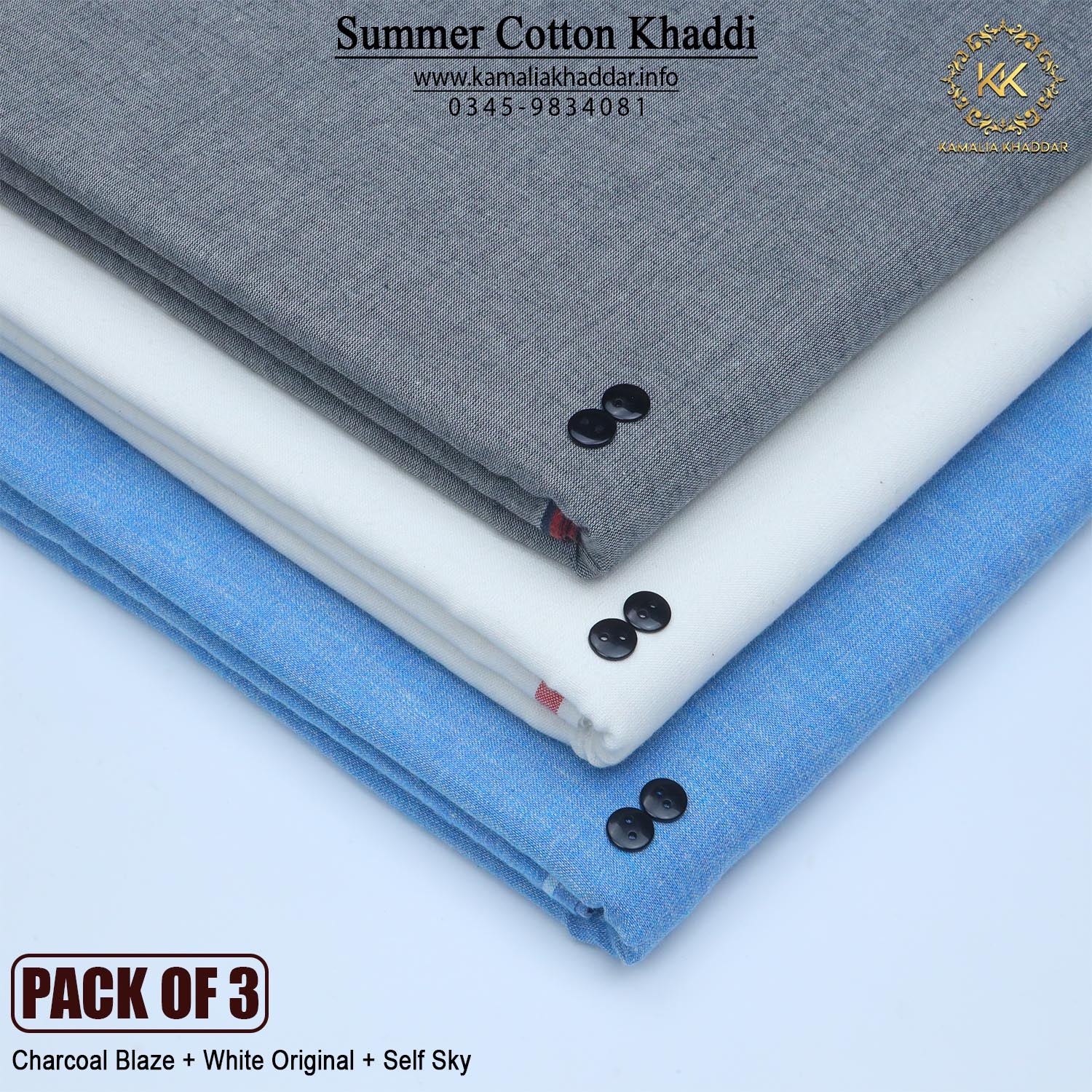 PACK OF 3 (Charcoal Blaze+White Original+Self Sky)