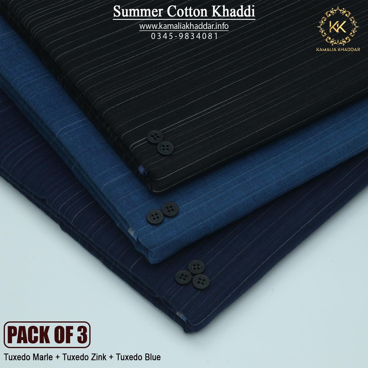 PACK OF 3 (Tuxedo Marel+Tuxedo Zink+Tuxedo Blue)