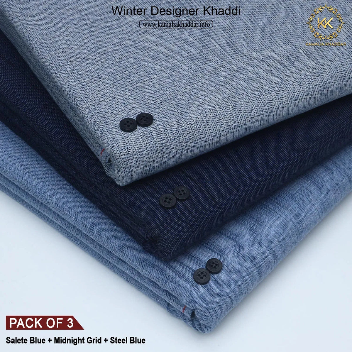 PACK OF 3 (SALATE BLUE+MIDNIGHT GRID+STEEL BLUE)
