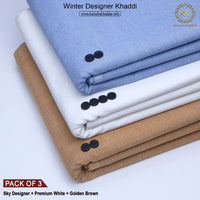 PACK OF 3 (SKY DESIGNER+PREMIUM WHITE+GOLDEN BROWN)