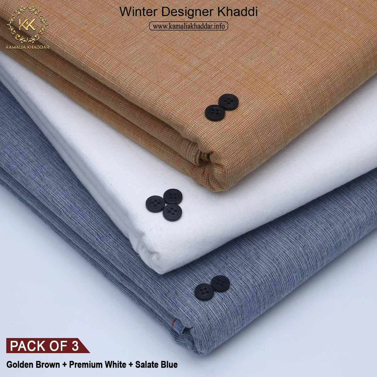 PACK OF 3 (GOLDEN BROWN+PREMIUM WHITE+SALATE BLUE)