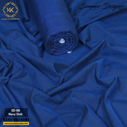 NAVY TEXTURED-SD08 - Kamalia Khaddar
